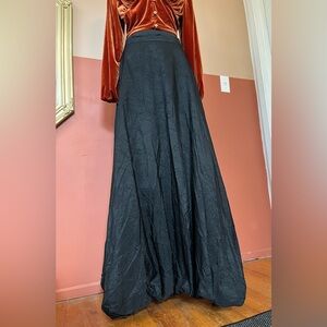 Vintage Cachet Textured Black Maxi Skirt